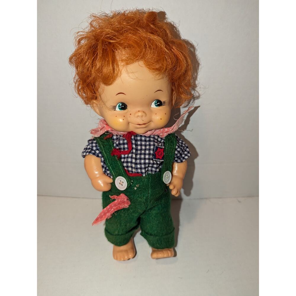 Vintage 1960's 10" Vinyl Smiling Doll Japan Freckles Red Hair Rare Boy Kid